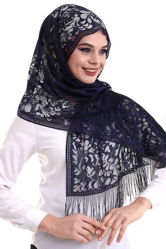 Delicate Cotton Tulle Shawl Purple-2 60x160 - 2