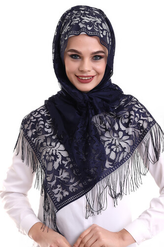 Delicate Cotton Tulle Shawl Purple-2 60x160 - 5