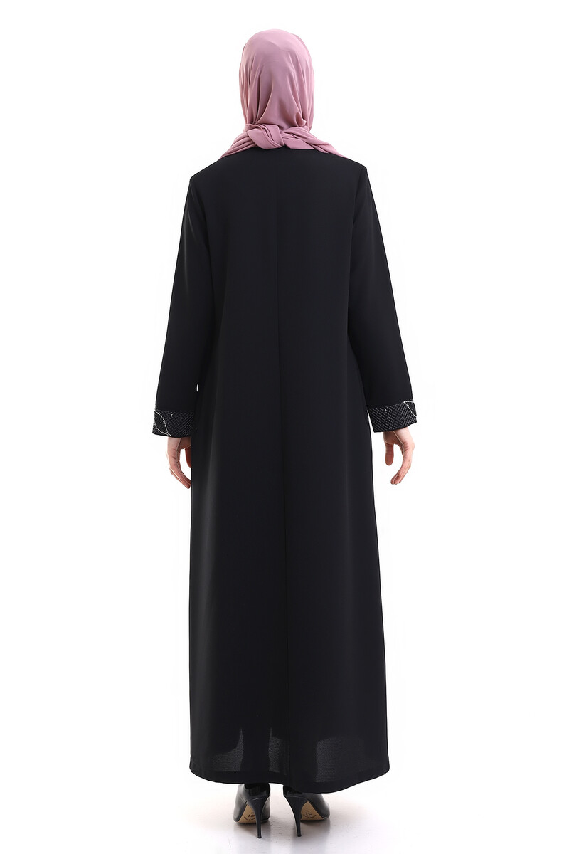 Derin Store Collar and Arm Stone Veiling Abaya 23300-23 Black - 5