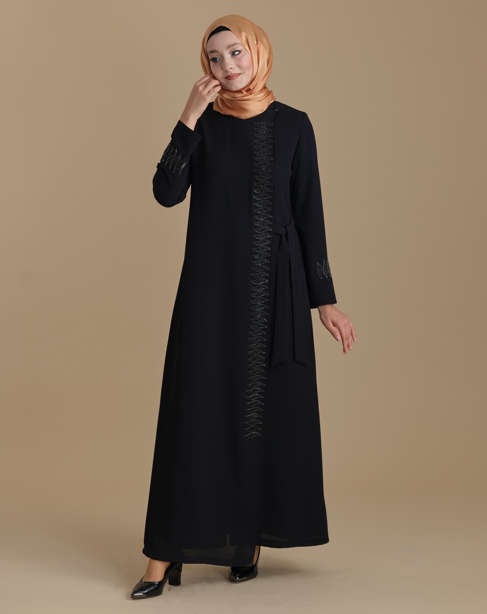 Derin Store Double Breasted Abaya 9341-23 Black - 1