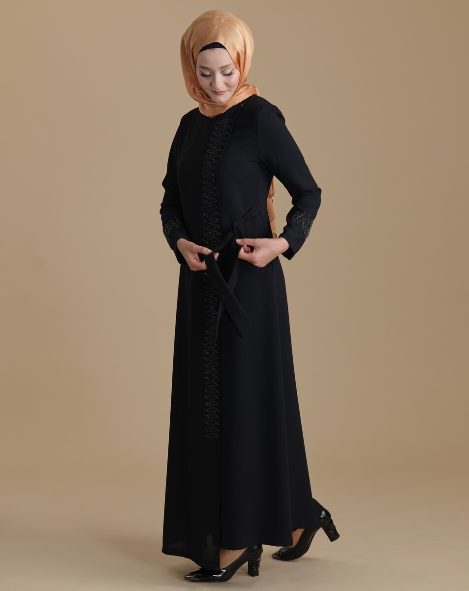 Derin Store Double Breasted Abaya 9341-23 Black - 2