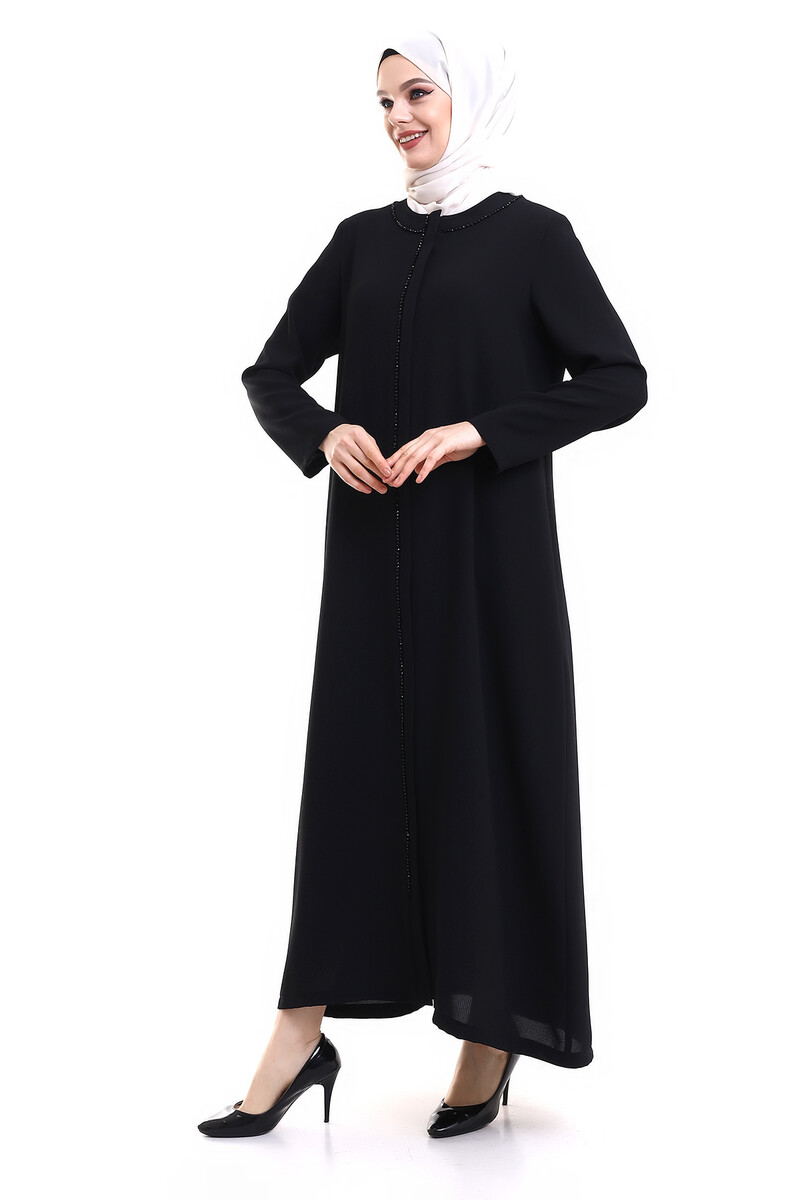 Derin Store Piping Stone Abaya 23315-23 Black - 2