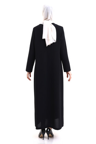 Derin Store Piping Stone Abaya 23315-23 Black - 4