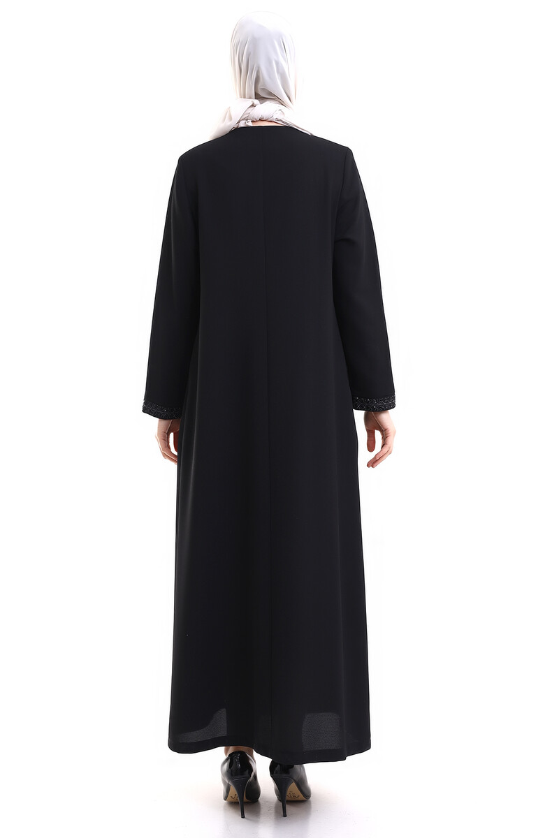 Derin Store Zipper Arm Stone Abaya 23302-23 Black - 5