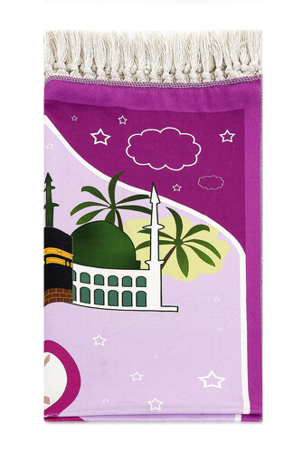 Digital Printed Children's Prayer Rug - Balloon Kabel Pink Color - 44 X 78 cm - 2