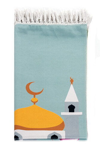 Digital Printed Children's Prayer Rug - Camili With Car - 44 X 78 cm - 2