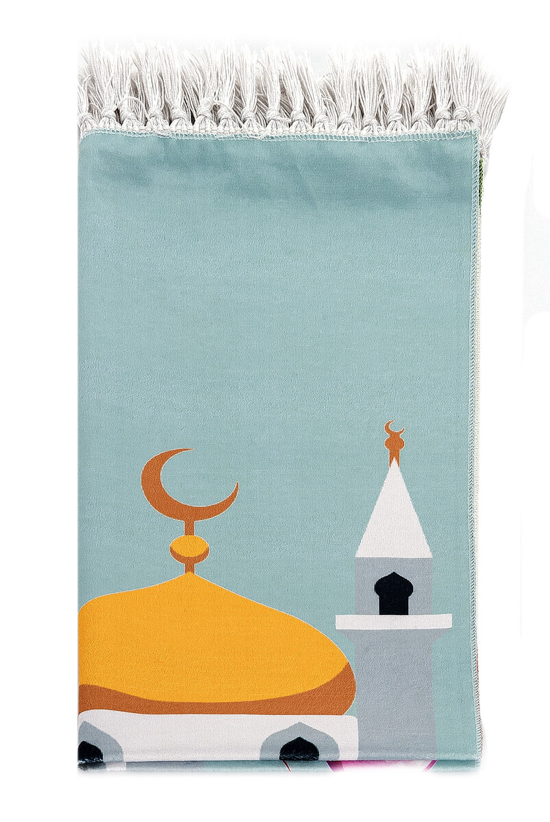 Digital Printed Children's Prayer Rug - Camili With Car - 44 X 78 cm - 2