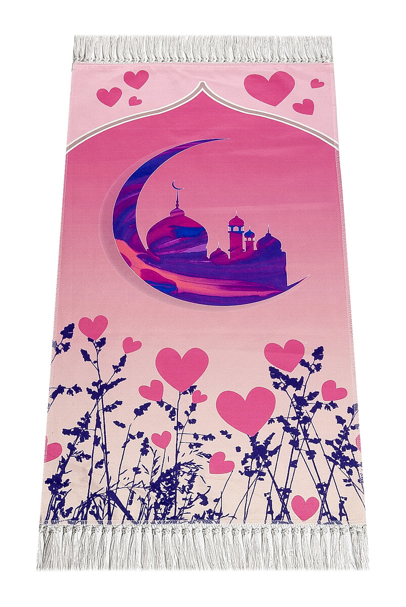 Digital Printed Children's Prayer Rug - Pink Camili - 44 X 78 cm - 1