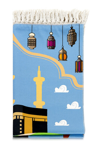 Digital Printed Children's Prayer Rug - With Kabeli Trolley - 44 X 78 cm - 2