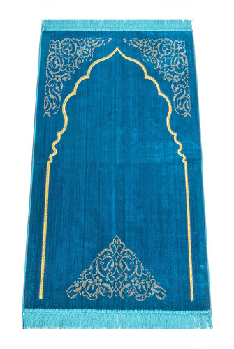 Dodya Velvet Prayer Rug - Blue - 1