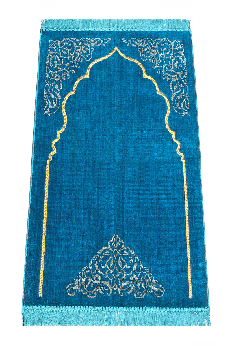 Dodya Velvet Prayer Rug - Blue - 1