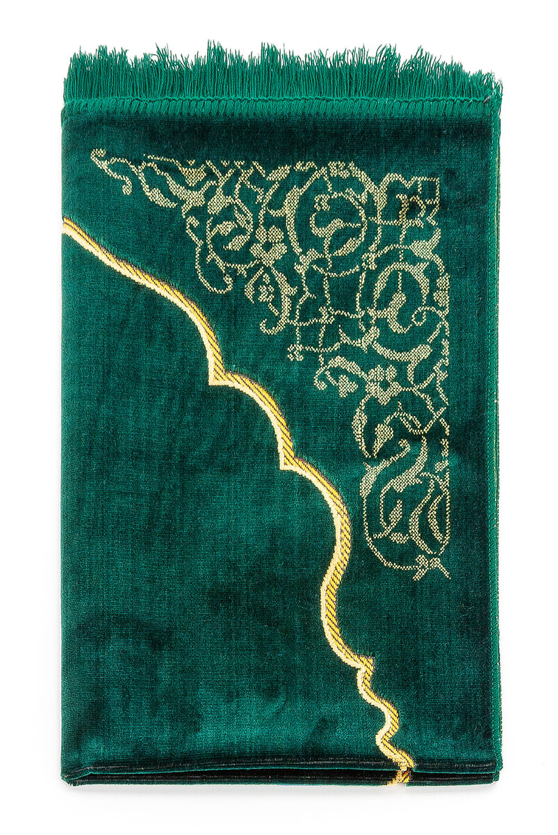 Dodya Velvet Prayer Rug - Green - 2