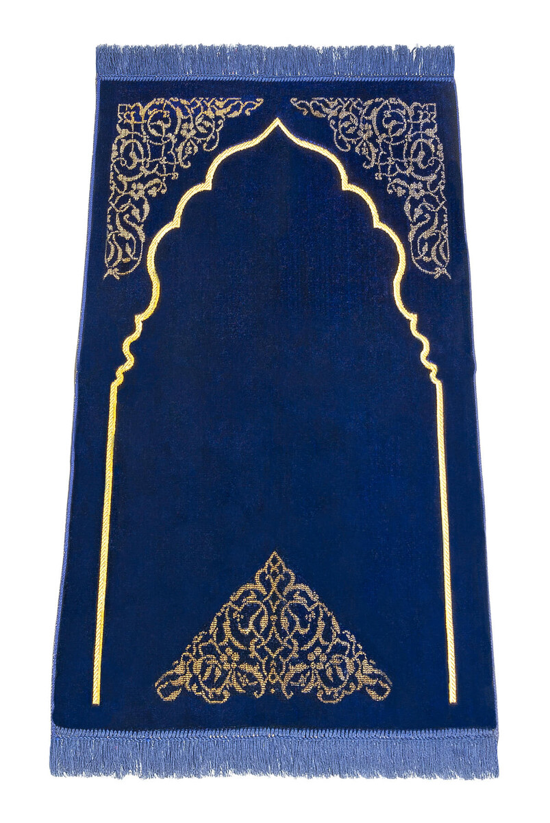 Dodya Velvet Prayer Rug - Navy Blue - 1