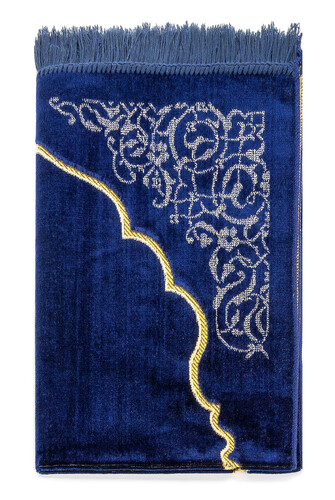 Dodya Velvet Prayer Rug - Navy Blue - 2