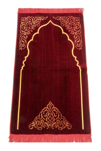 Dodya Velvet Prayer Rug - Red - 1