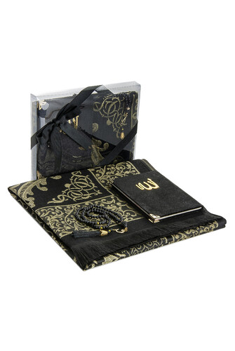 Dowry Prayer Rug Set Luxury Worship Set - Black Color - 1