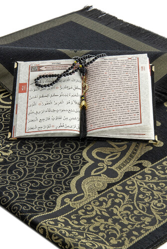 Dowry Prayer Rug Set Luxury Worship Set - Black Color - 4