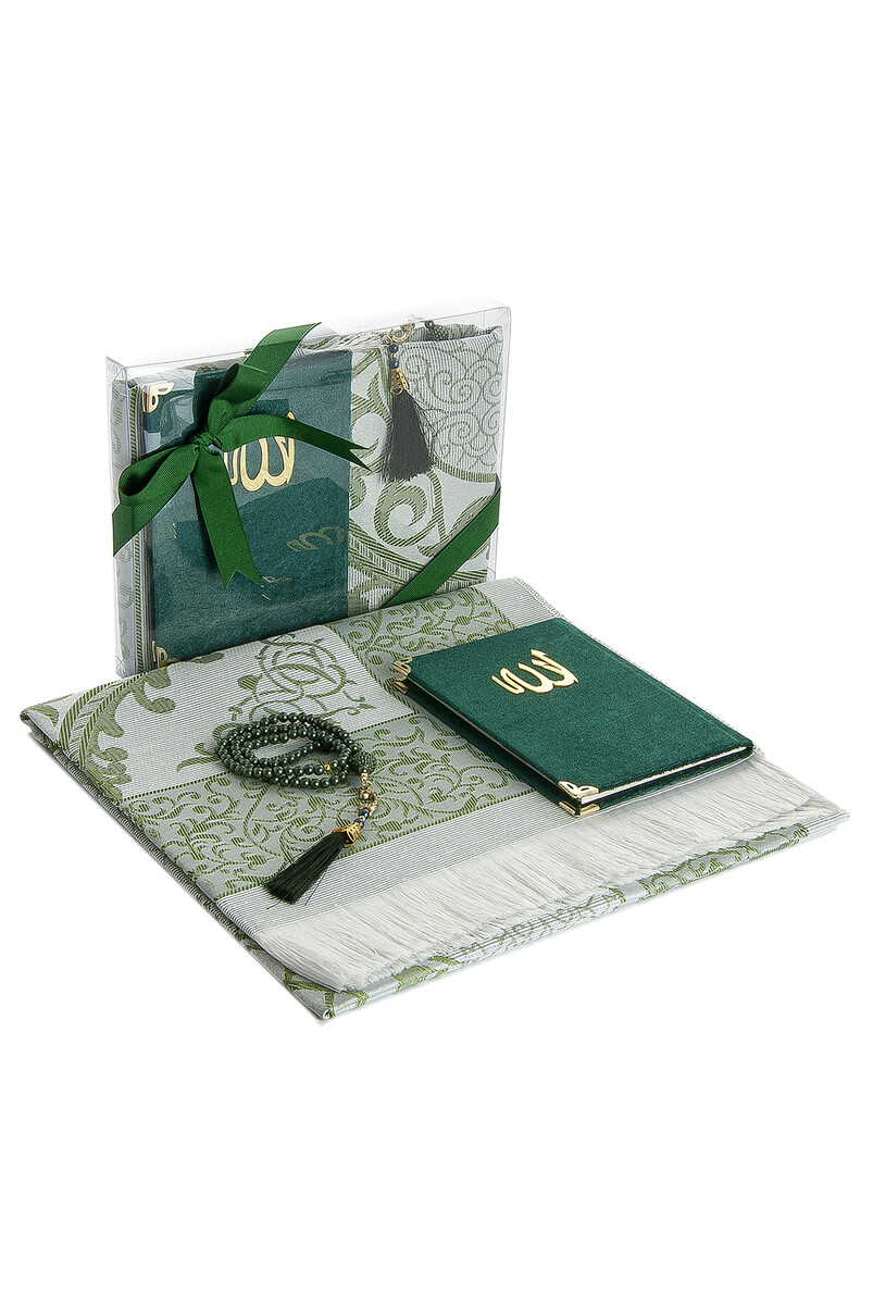 Dowry Prayer Rug Set Luxury Worship Set - Green Color - 1