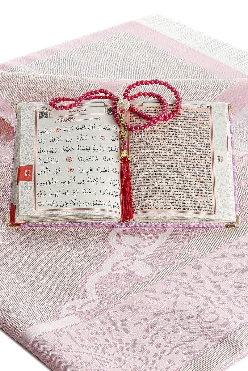 Dowry Prayer Rug Set Luxury Worship Set - Pink Color - 4