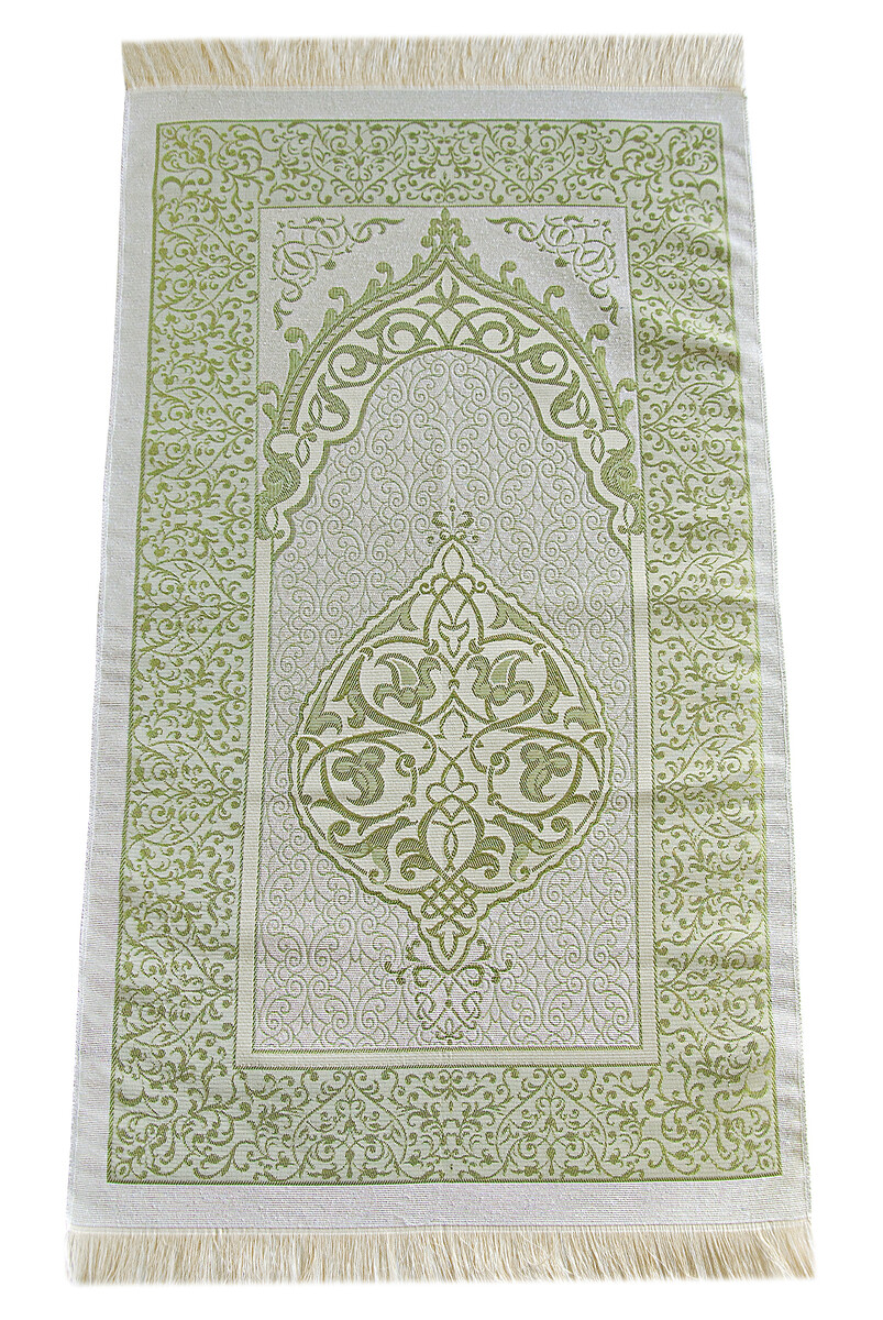 Dowry Prayer Rug Set with Pearl Prayer Beads and Gift Box Suitable for the Bride and Groom's Package Green - 6