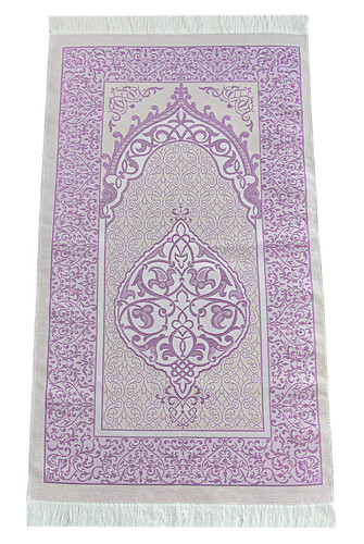 Dowry Prayer Rug Set with Pearl Prayer Beads and Gift Box Suitable for the Bride and Groom's Package, Purple - 6