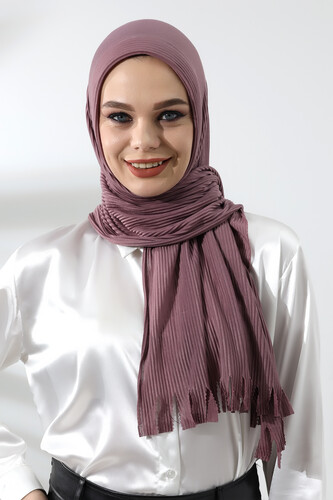 Dusty Rose Hijab Ready Made Practical Corded Cotton Shawl - 1