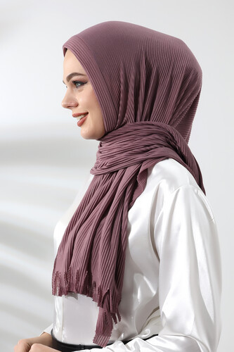 Dusty Rose Hijab Ready Made Practical Corded Cotton Shawl - 4