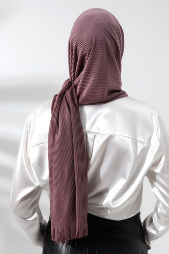 Dusty Rose Hijab Ready Made Practical Corded Cotton Shawl - 6