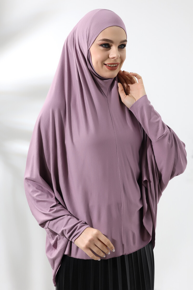 Dusty Rose Ready Practical Sultanbaş Hijab Sleeve Combed Cotton Soufflé Scarf Hijab - 2