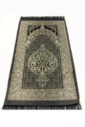 Economic Ottoman Taffeta Prayer Rug - 0150 - Black - 1