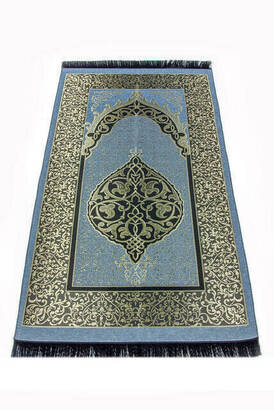 Economic Ottoman Taffeta Prayer Rug - 0150 - Blue - 1