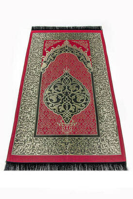 Economic Ottoman Taffeta Prayer Rug - 0150 - Claret Red - 1