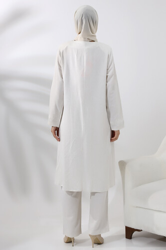 Embroidered Cream Color Umrah Set - 6