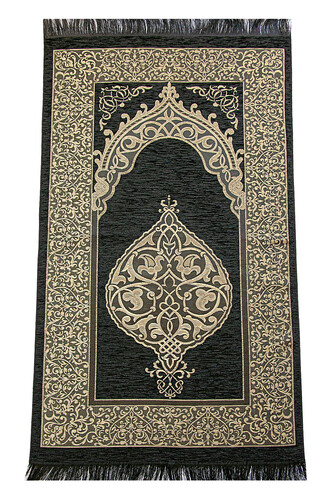 English Medina Calligraphy Quran and Prayer Rug Set Black - 7