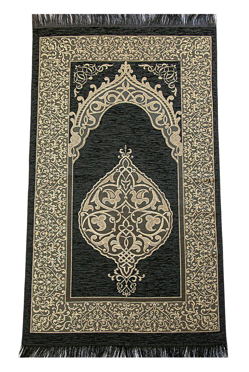 English Medina Calligraphy Quran and Prayer Rug Set Black - 7