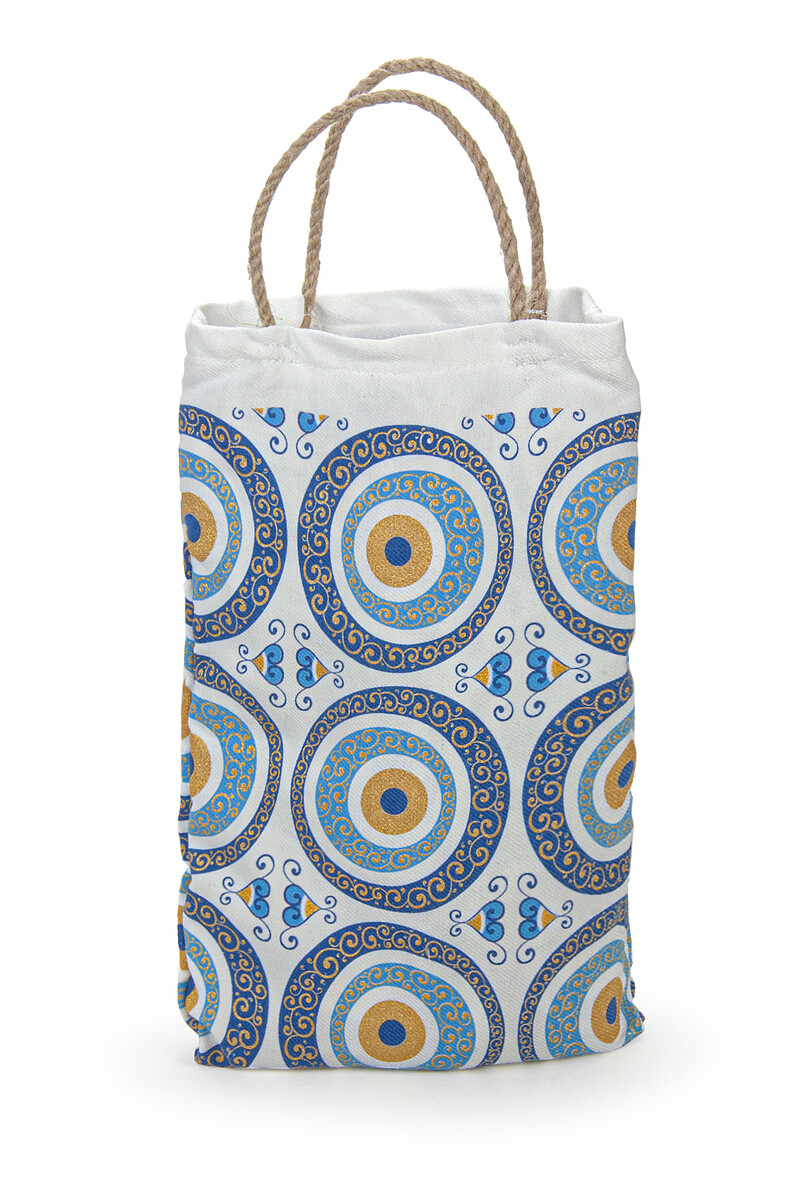 Evil Eye Bead Patterned Tile Printed Cotton Bamboo Loincloth - 2