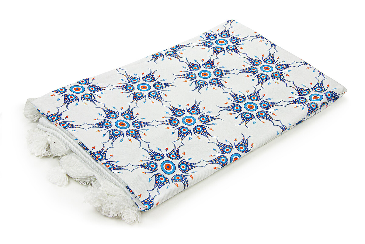 Evil Eye Patterned Tile Printed Cotton Bamboo Loincloth - 3