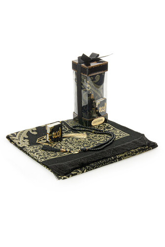 Father's Day Special Rosary Mini Quran Prayer Rug Set - 1