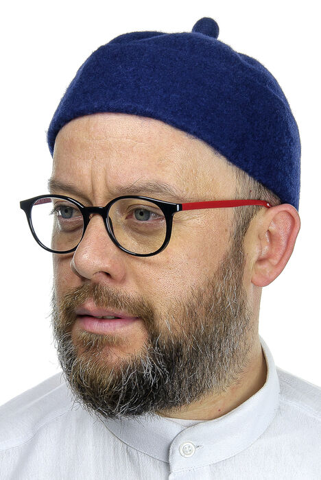 Felt Wool Skullcap - Navy Blue Color - 1