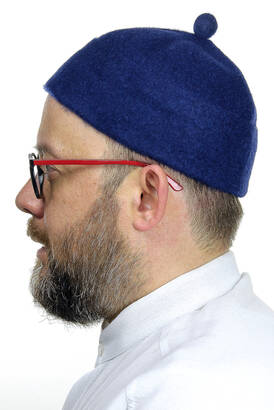 Felt Wool Skullcap - Navy Blue Color - 2