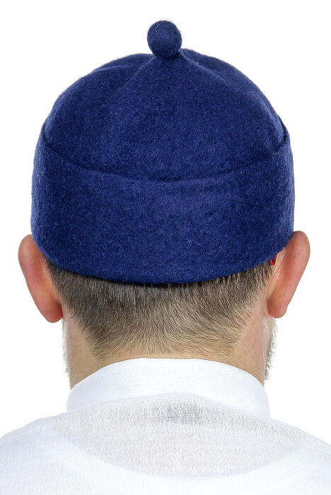 Felt Wool Skullcap - Navy Blue Color - 3