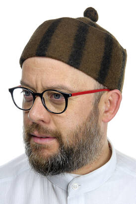 Felt Wool Skullcap - Striped Brown - 1