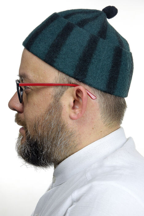 Felt Wool Skullcap - Striped Green Color - 2