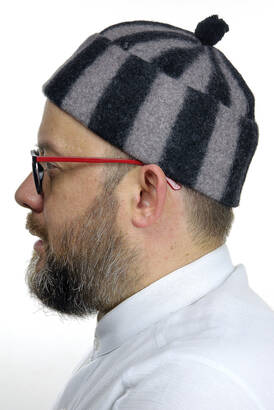 Felt Wool Skullcap - Striped Smoked Color - 2