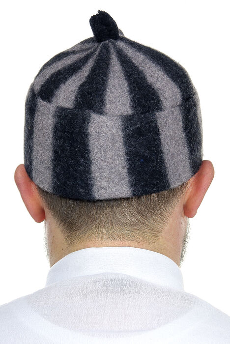 Felt Wool Skullcap - Striped Smoked Color - 3