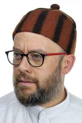 Felt Wool Skullcap - Striped Tile Color - 1