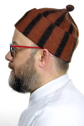 Felt Wool Skullcap - Striped Tile Color - 2