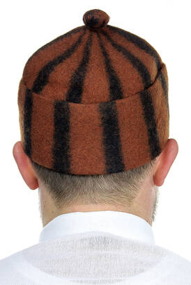 Felt Wool Skullcap - Striped Tile Color - 3