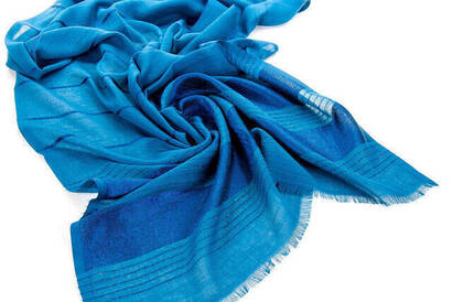 Flamed Silvery Shawl - Blue - 2