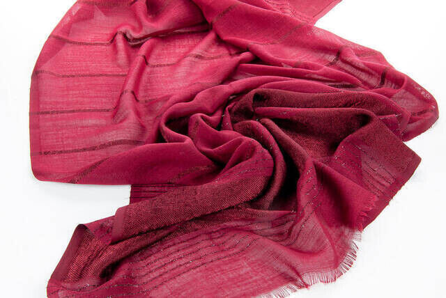 Flamed Silvery Shawl - Claret Red - 2